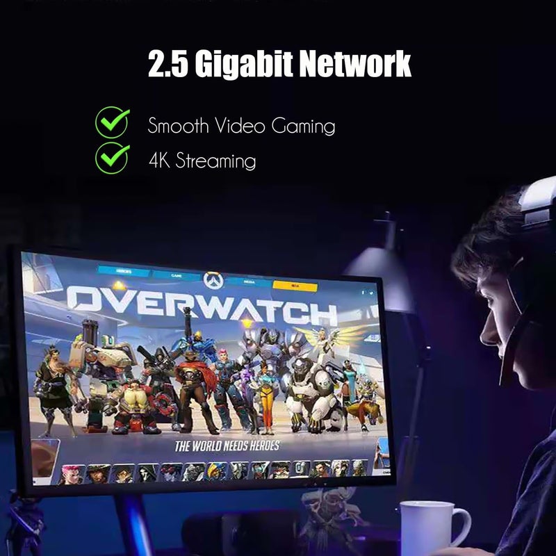 GLOTRENDS بطاقة شبكة PCIe 2.5Gb لجهاز الكمبيوتر المكتبي، منفذ LAN جيجابت إيثرنت RJ45، واجهة PCIE X1، حامل عادي ومنخفض الملف - Image 3